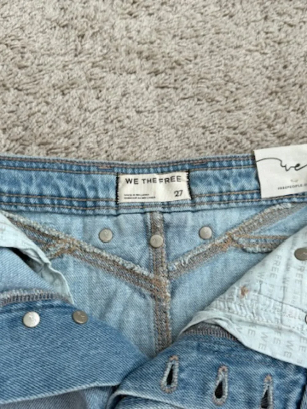 Free People We The Free Suzy Denim Midi Skirt NWT Size 27 Light Wash